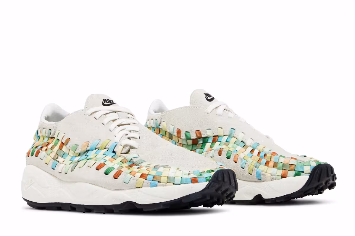 Nike Women's Air Footscape Woven Summit White Rainbow, view 9
