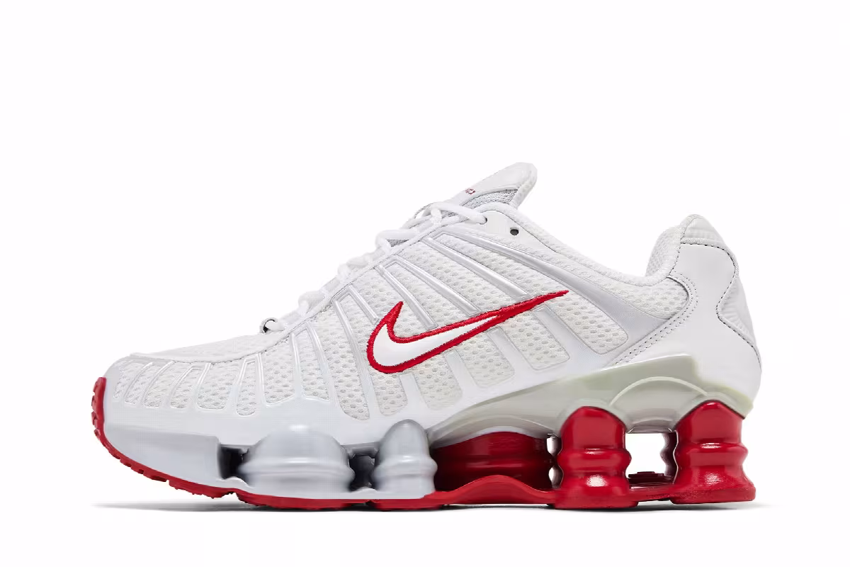 Nike Women's Shox TL Platinum Tint Gym Red, view 4