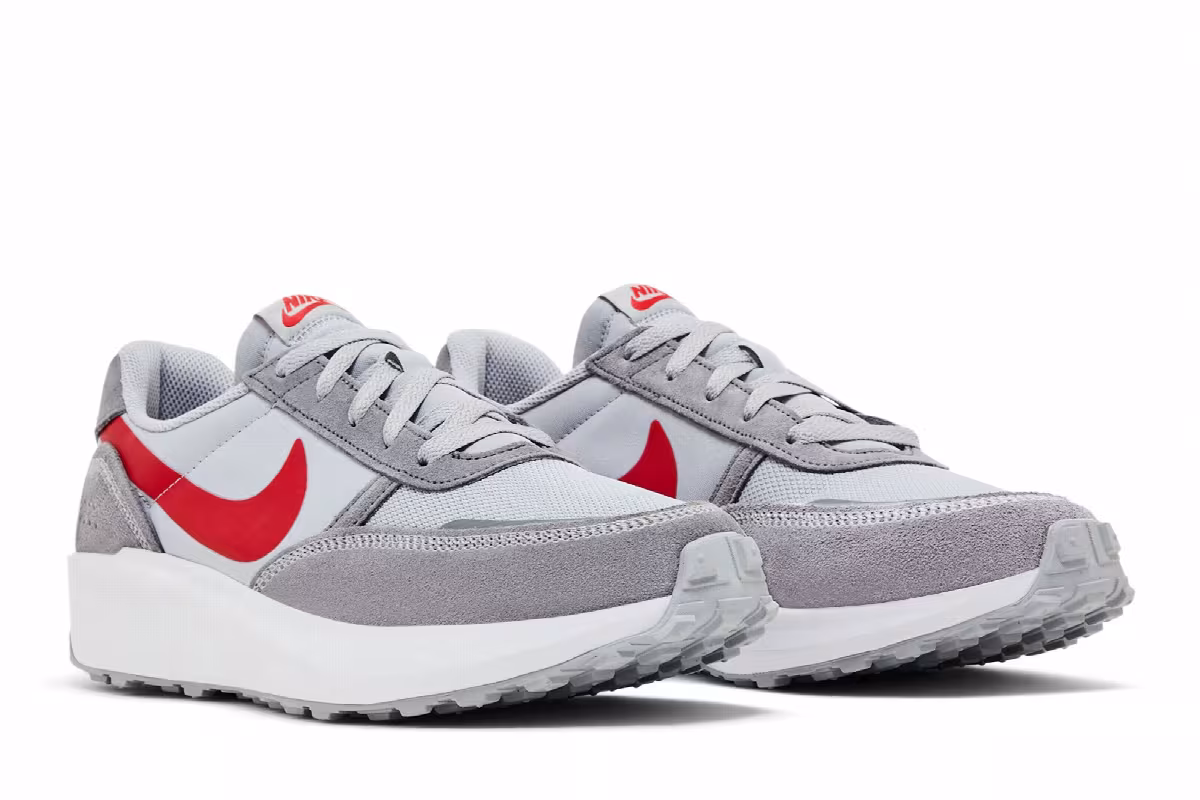 Nike Waffle Debut Wolf Grey University Red, view 9