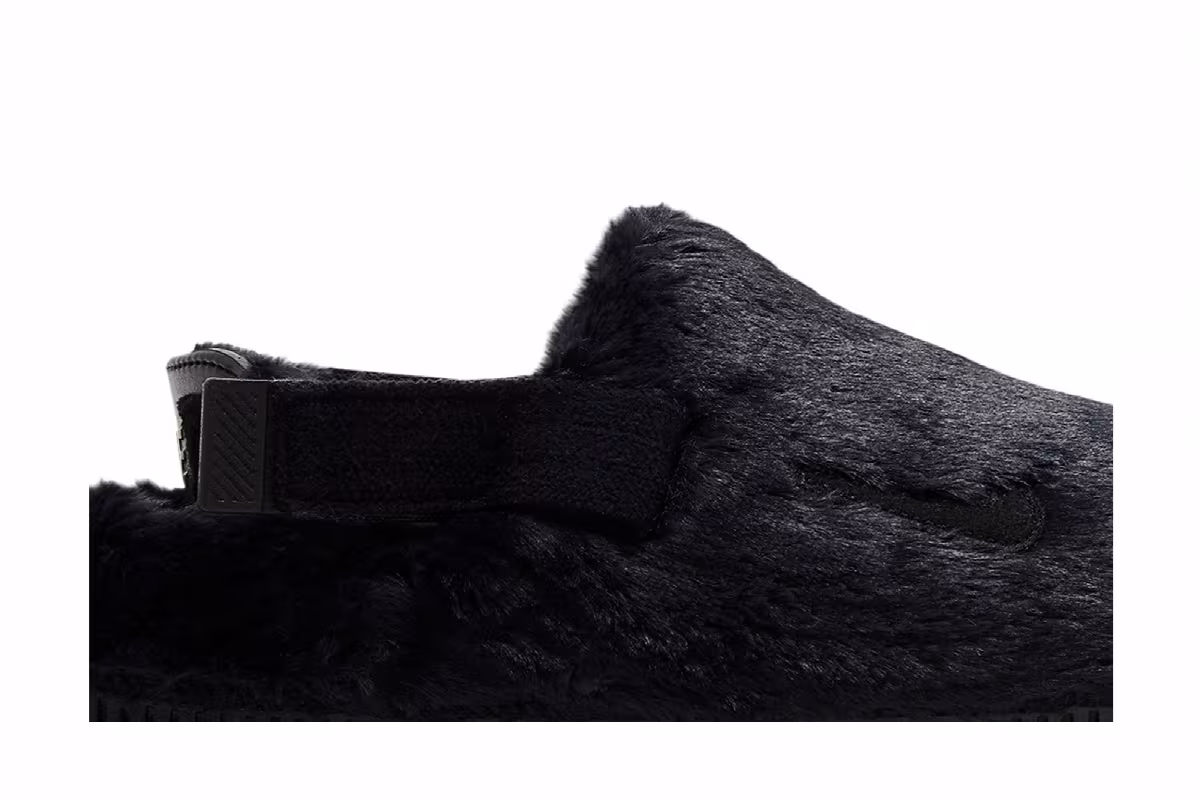 Nike Women's Calm Mule SE Triple Black Fur, view 3