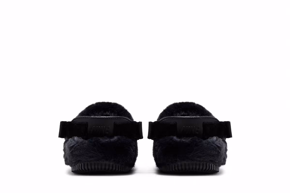 Nike Women's Calm Mule SE Triple Black Fur, view 7