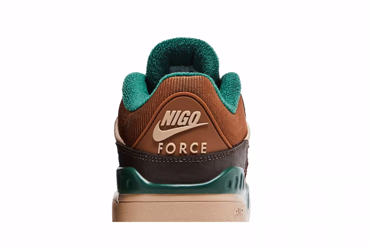 Nigo x Nike Air Force 3 Low Baroque Brown Fir, view 8