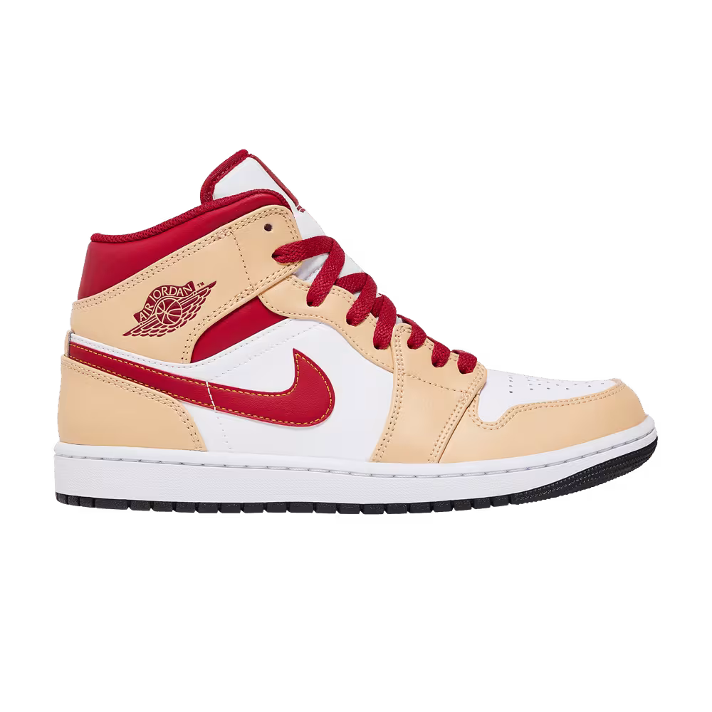 Air Jordan 1 Mid Light Curry Cardinal Red