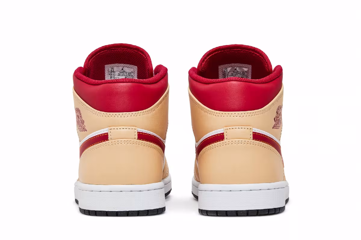 Air Jordan 1 Mid Light Curry Cardinal Red, view 7