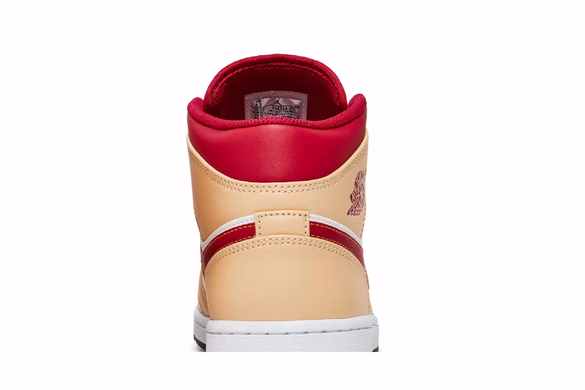 Air Jordan 1 Mid Light Curry Cardinal Red, view 8