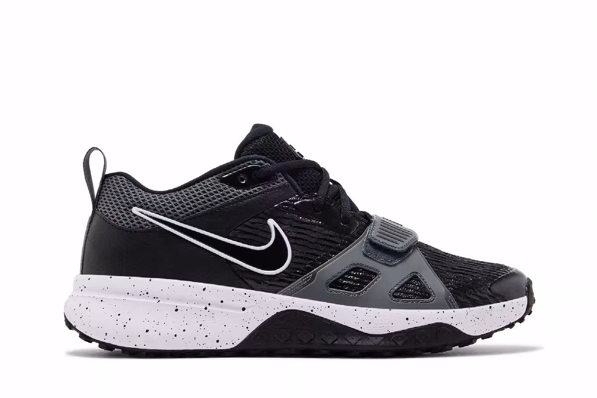 Nike Air Zoom Diamond Elite Turf Black White Splatter, view 2