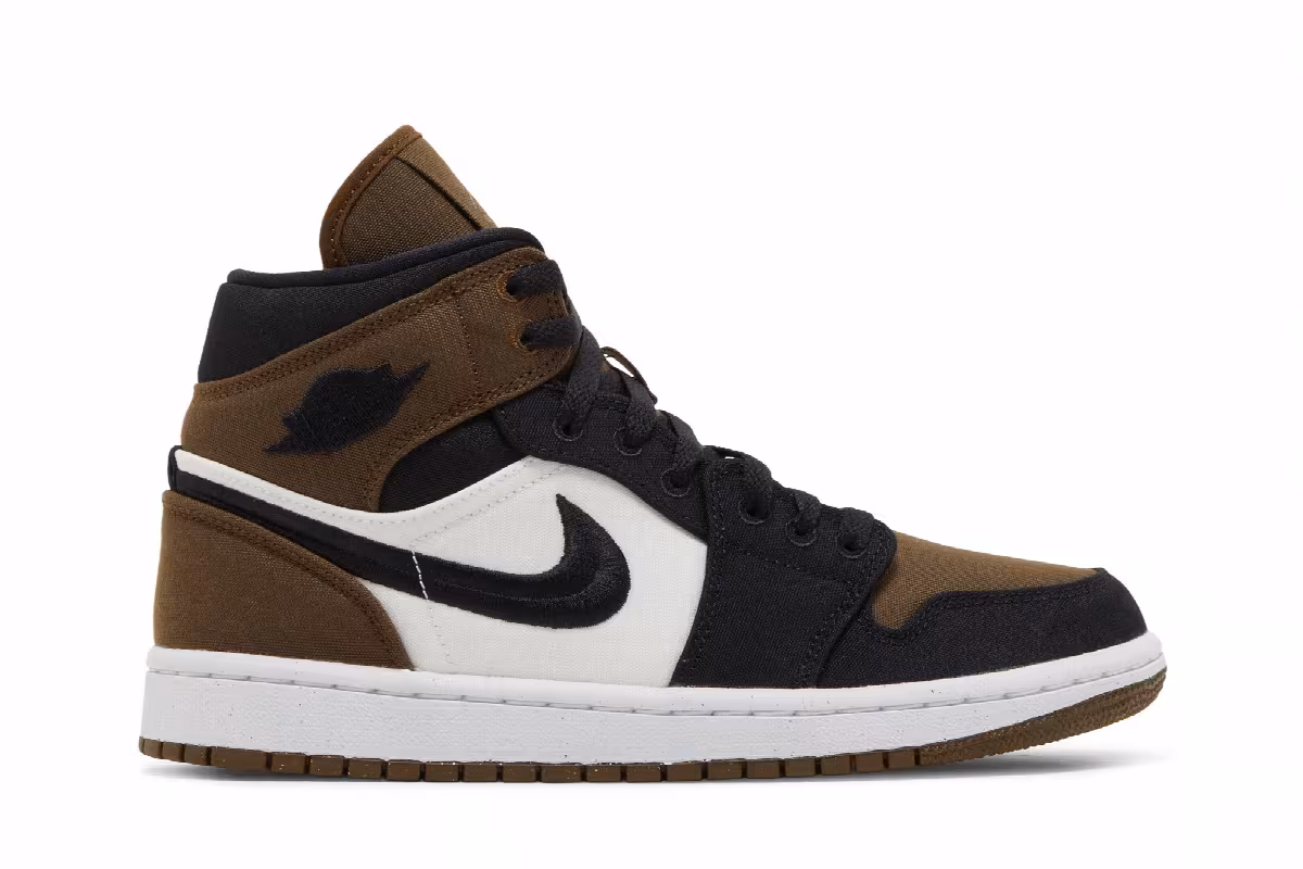 Women's Air Jordan 1 Mid SE Olive Toe, view 2