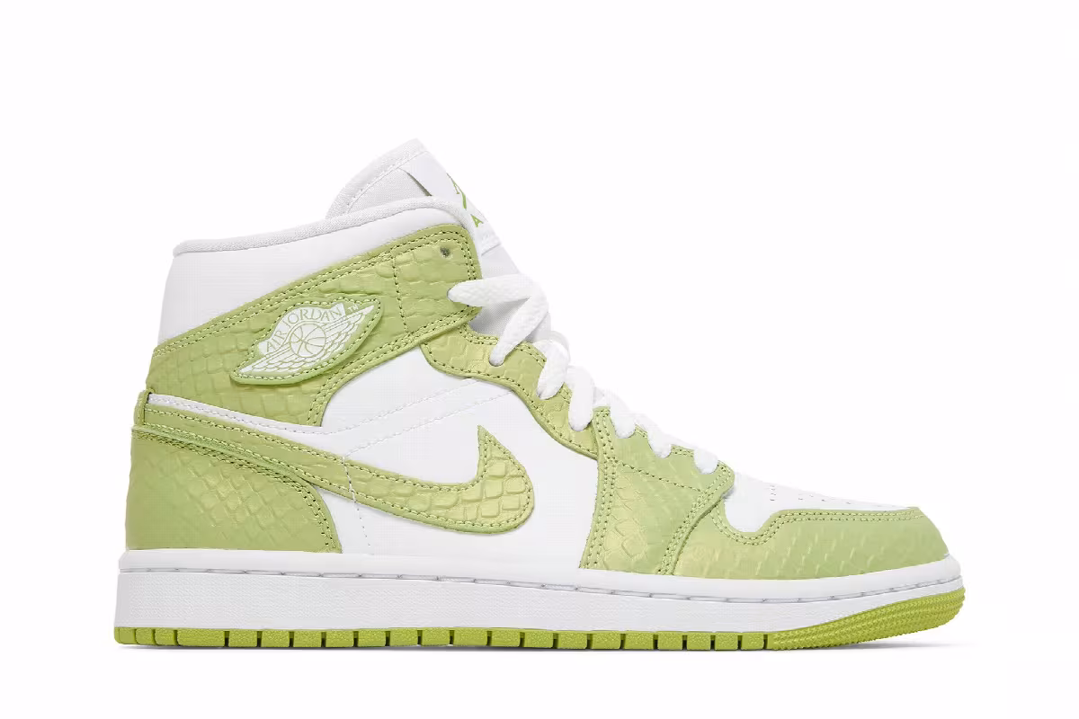Women's Air Jordan 1 Mid SE Green Python, view 2