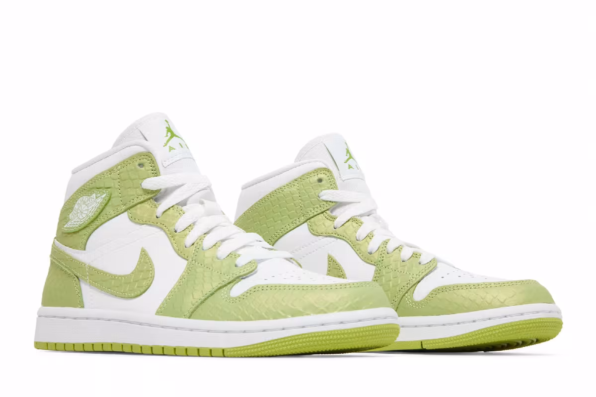 Women's Air Jordan 1 Mid SE Green Python, view 9