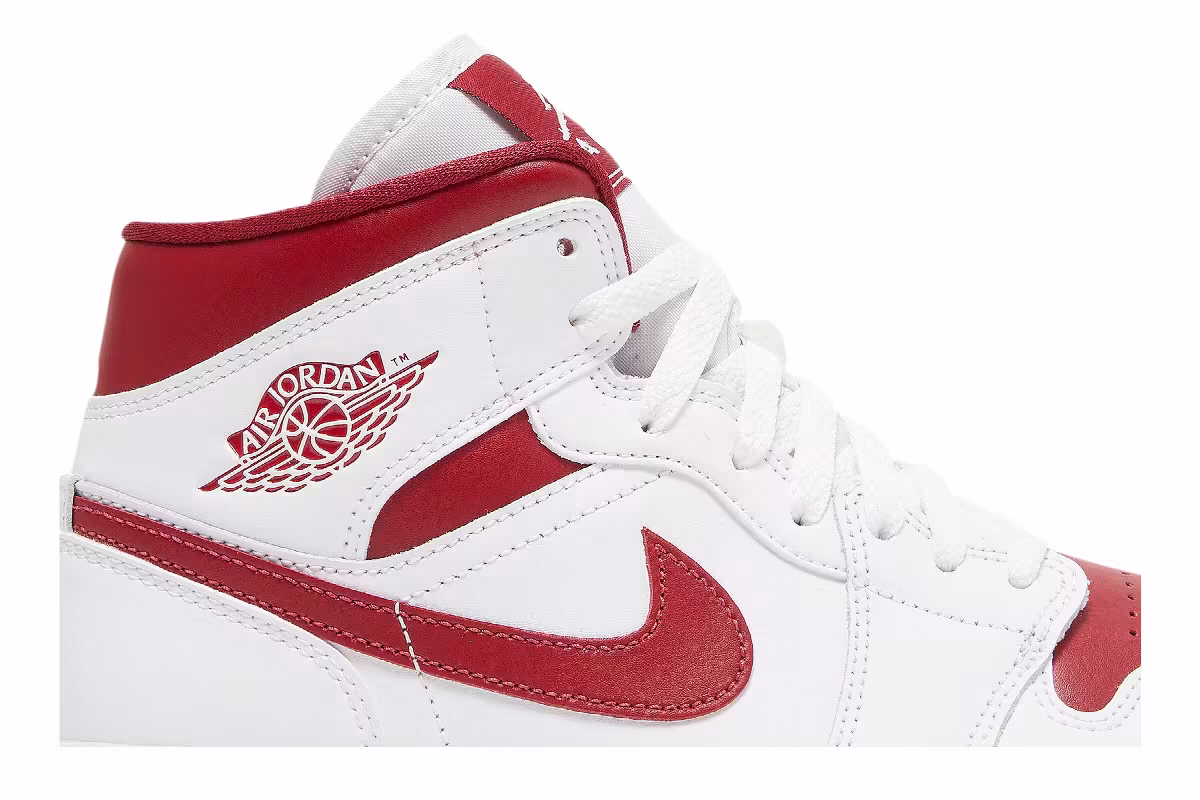 Women's Air Jordan 1 Mid White Pomegranate, view 3