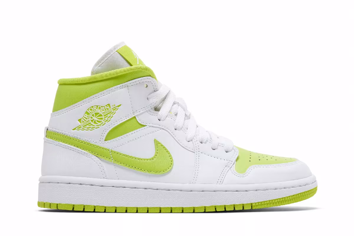 Women's Air Jordan 1 Mid White Lime, view 2