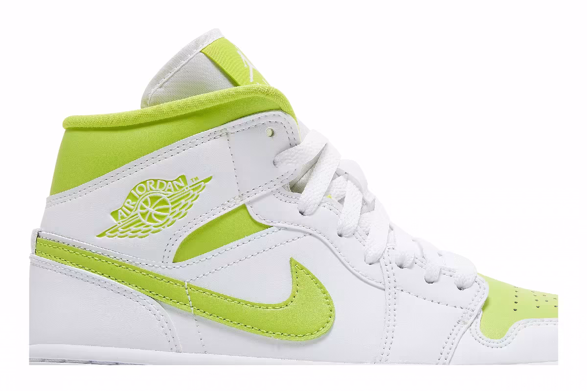 Women's Air Jordan 1 Mid White Lime, view 3