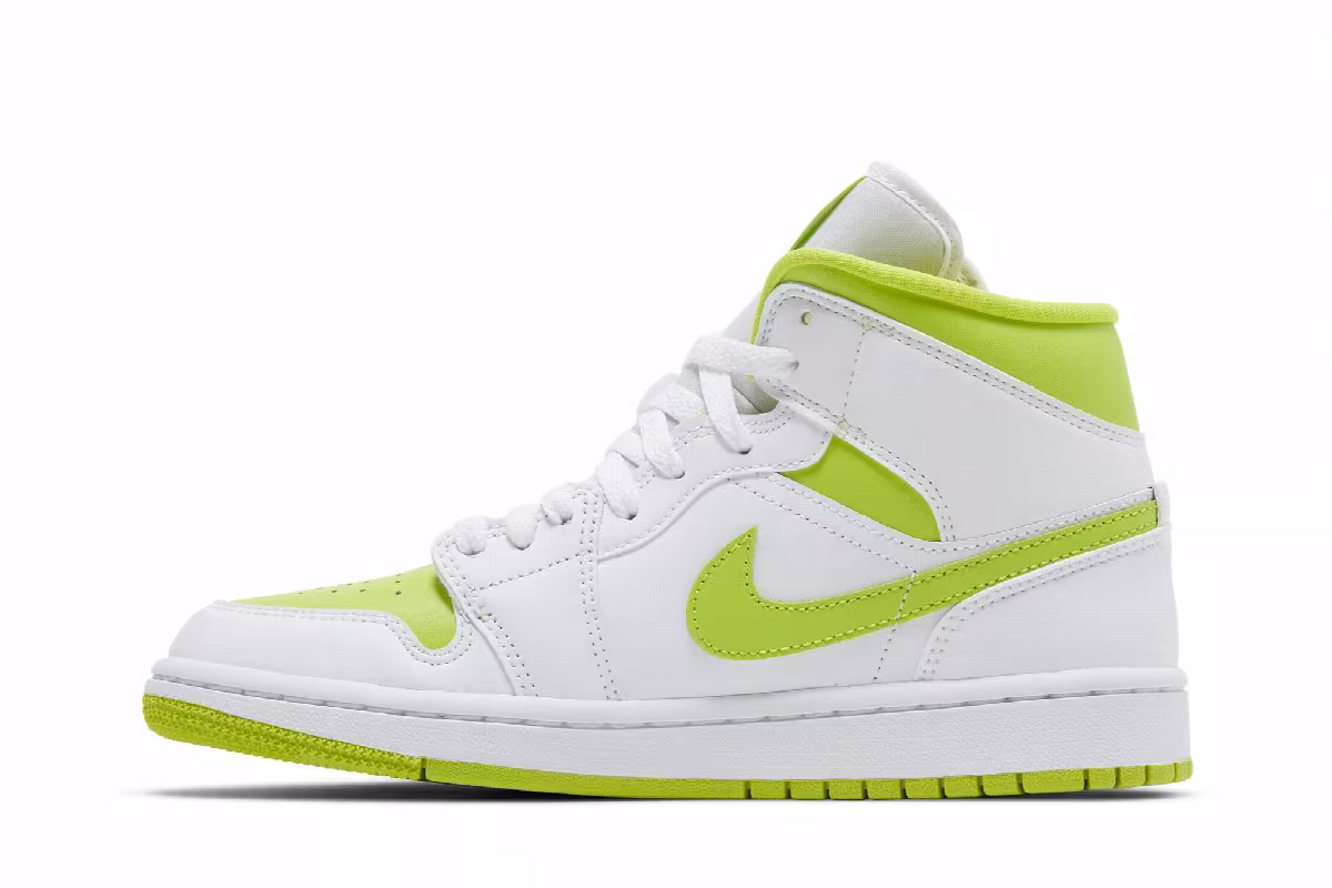 Women's Air Jordan 1 Mid White Lime, view 4