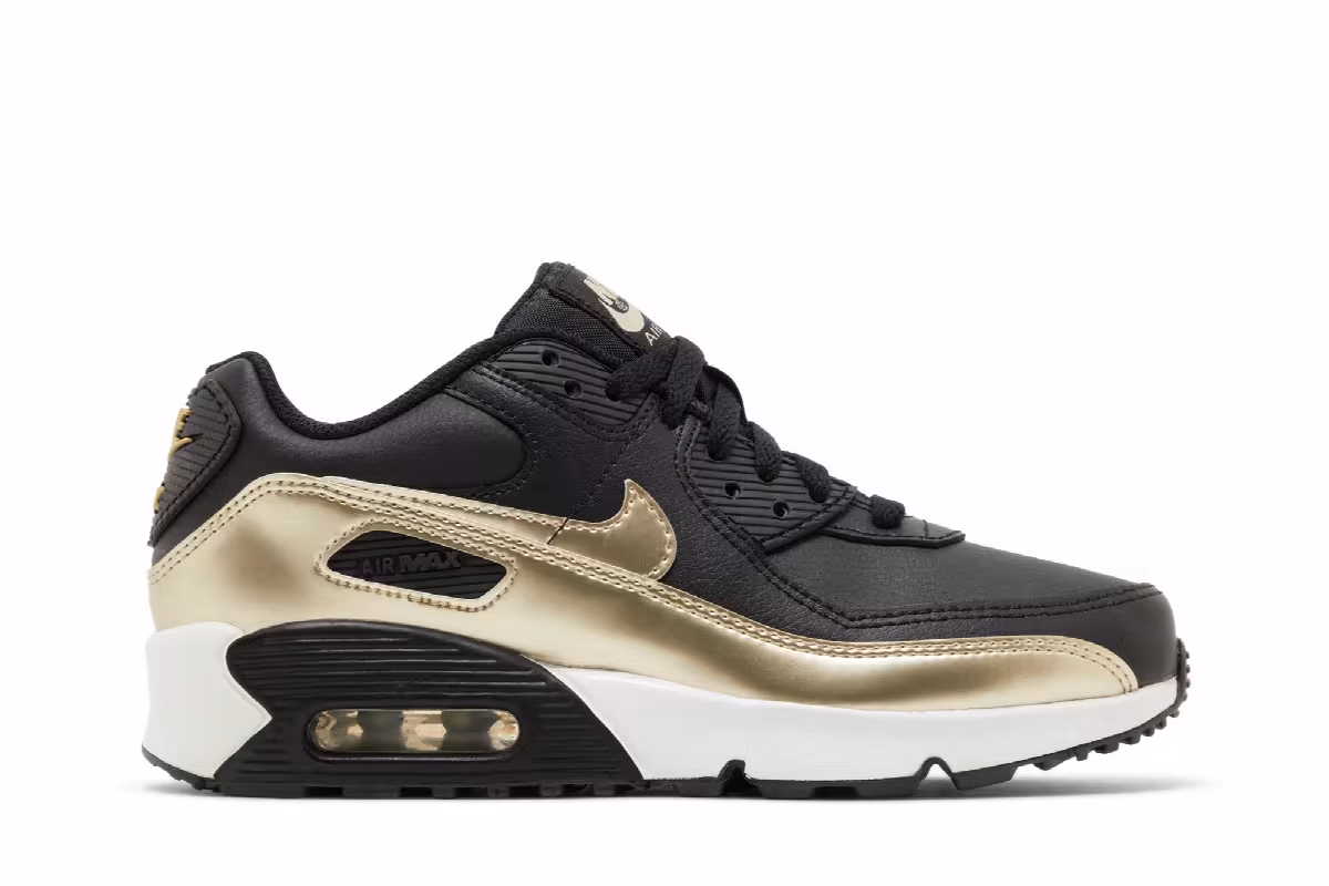 Nike Air Max 90 LTR GS Black Metallic Gold Star, view 2