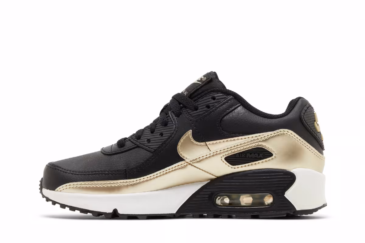Nike Air Max 90 LTR GS Black Metallic Gold Star, view 4