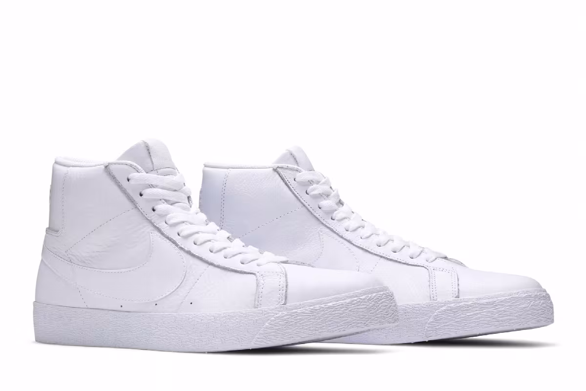 Nike Zoom Blazer Mid SB Triple White, view 9