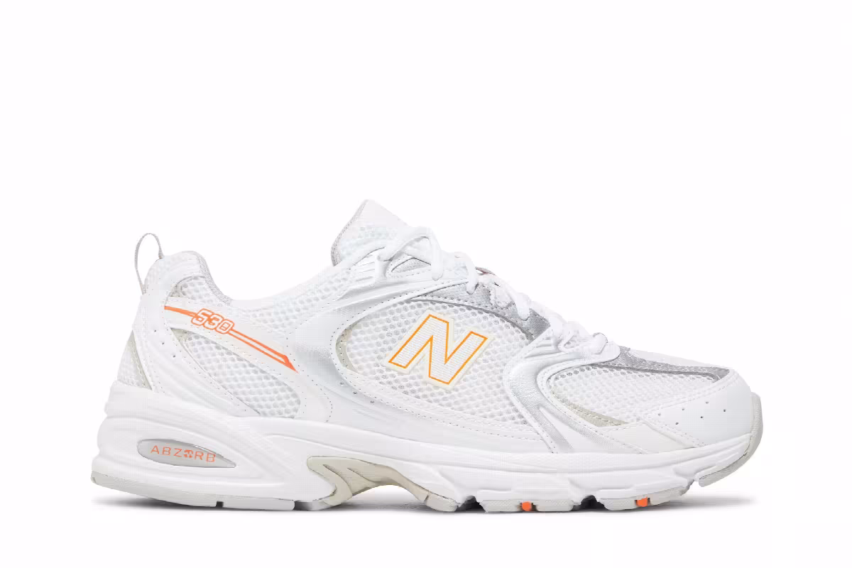 New Balance 530 Silver Metallic Team Orange, view 2