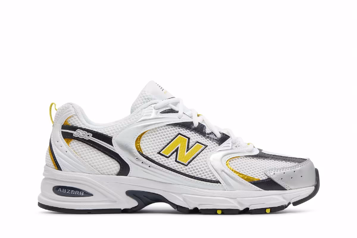 New Balance 530 White Citra Yellow, view 2