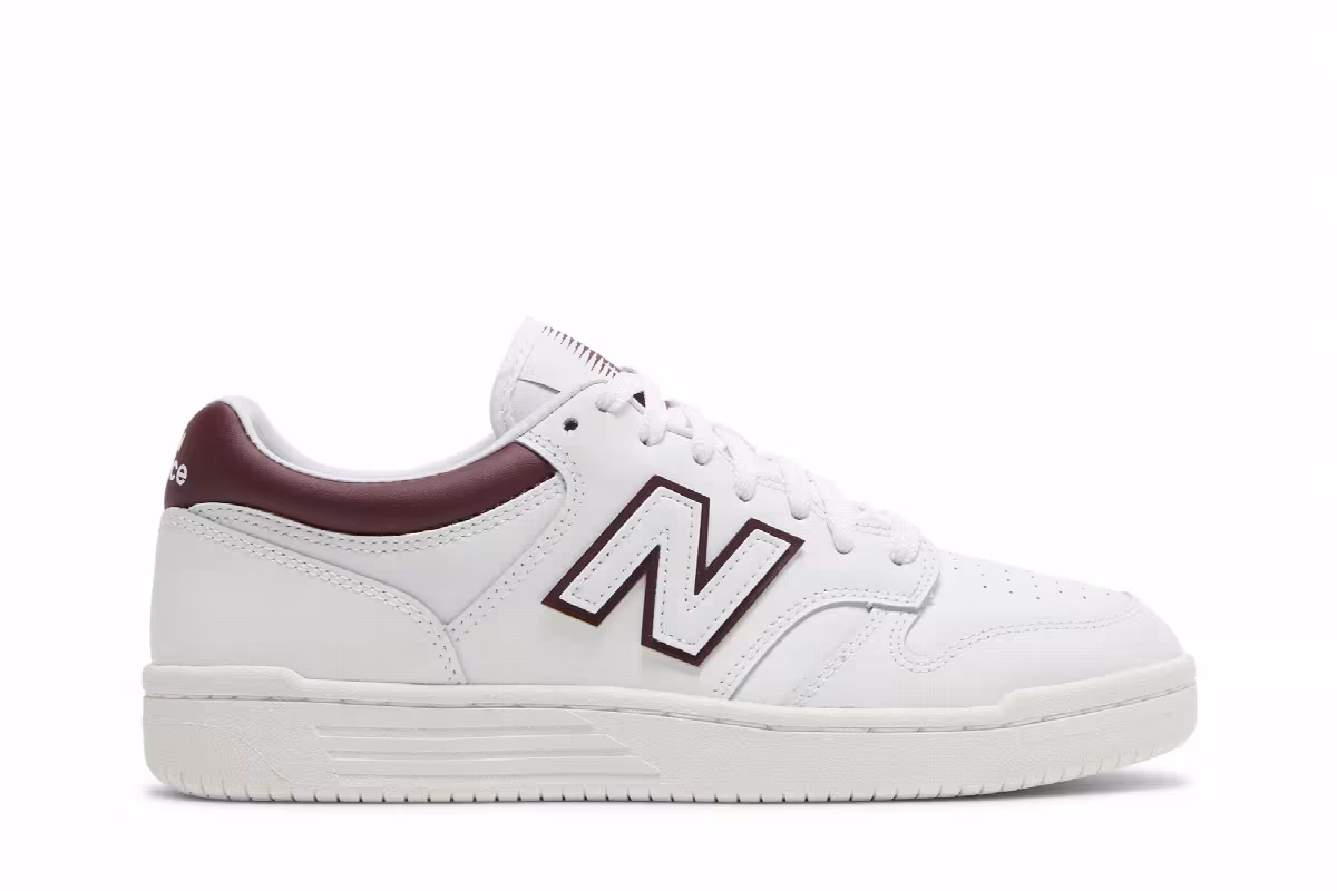 New Balance 480 White Burgundy, view 2