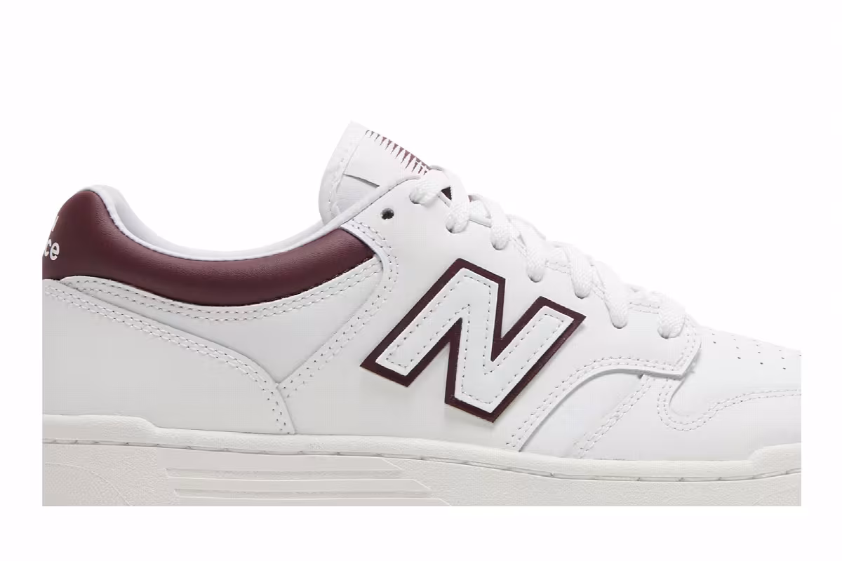 New Balance 480 White Burgundy, view 3