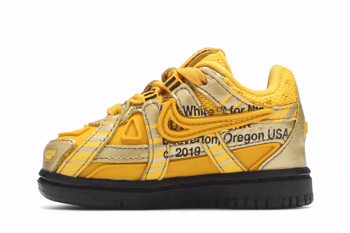 Off-White x Nike Rubber Dunk TD University Gold, view 4