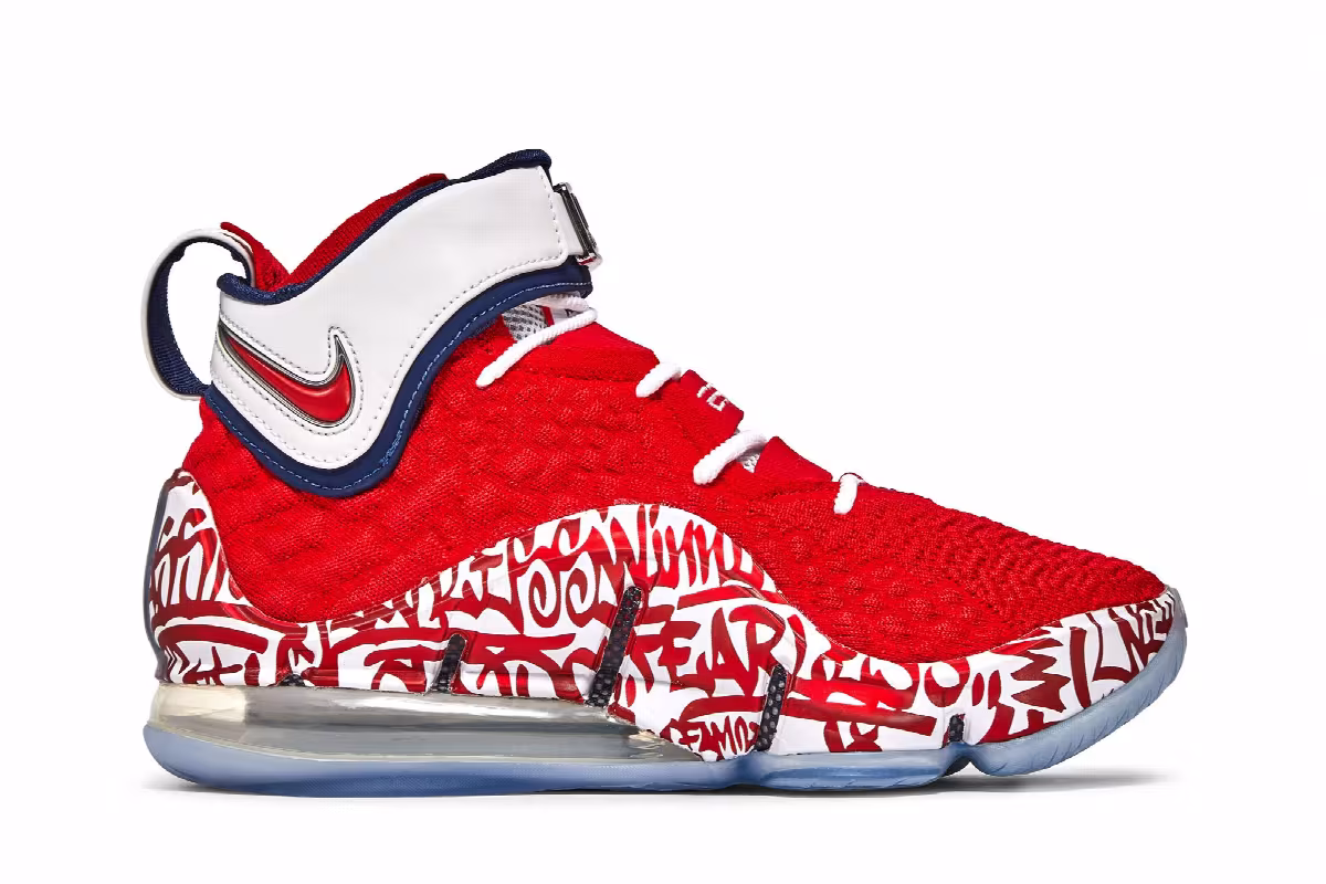 Nike LeBron 17 EP LeBron 4 Red Graffiti, view 2