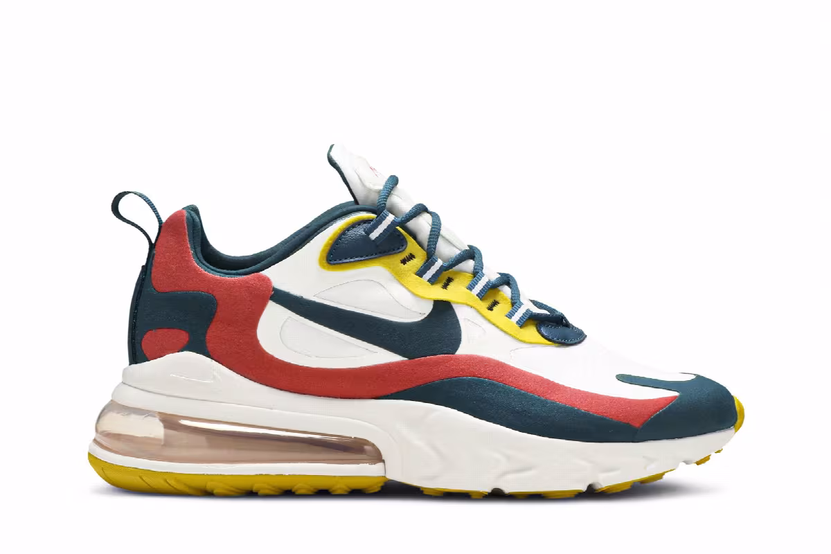 Nike Air Max 270 React White Turquoise Yellow, view 2