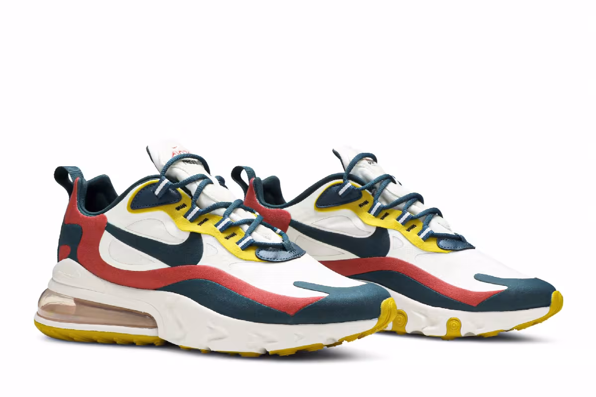 Nike Air Max 270 React White Turquoise Yellow, view 9