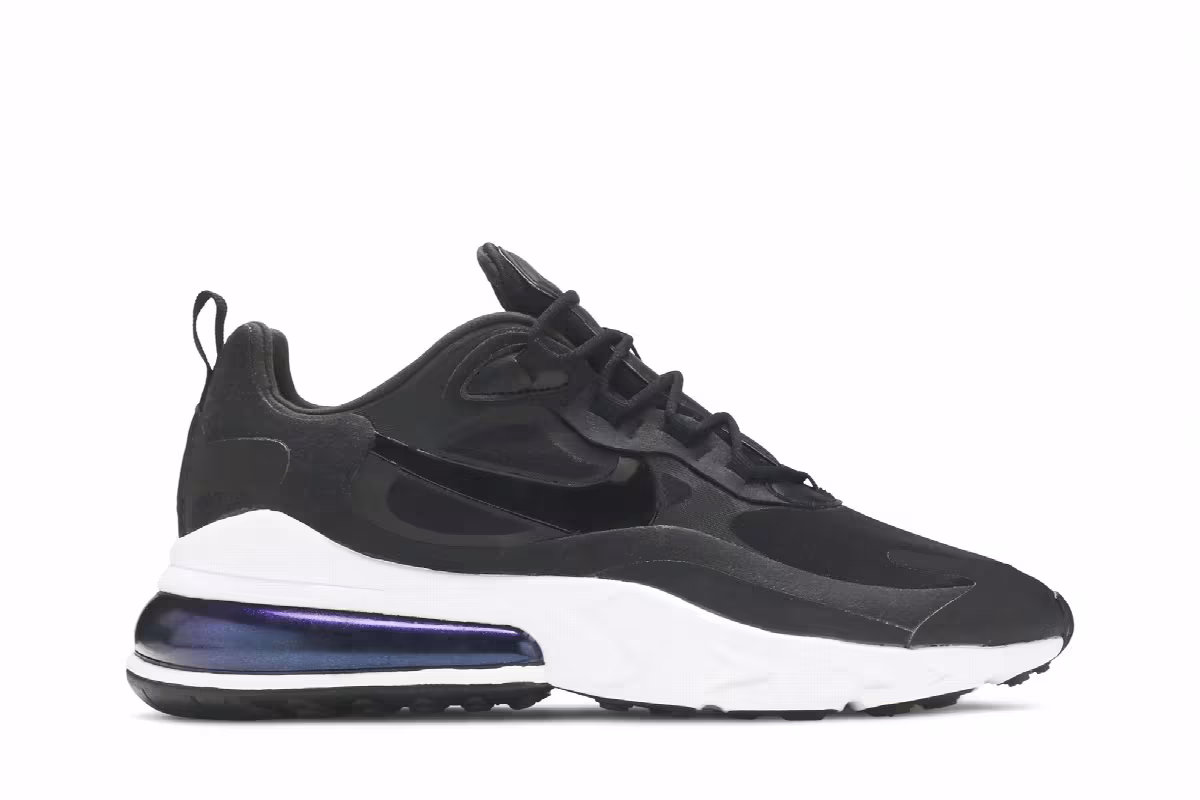 Nike Women's Air Max 270 React Black White, view 2