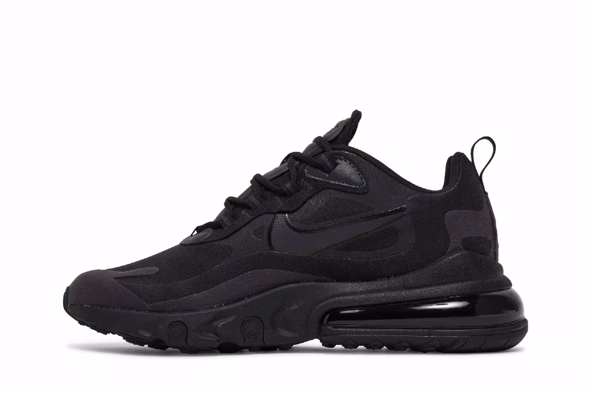Nike Women's Air Max 270 React Triple Black, view 4