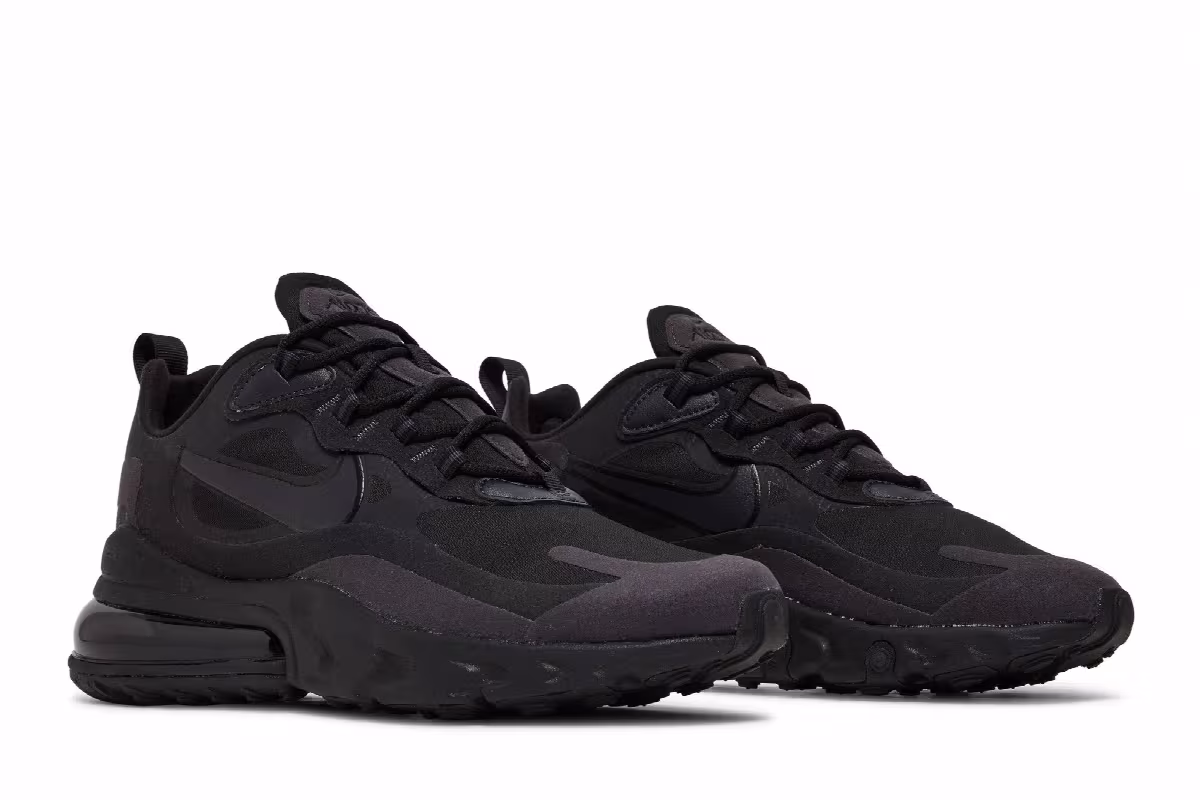 Nike Women's Air Max 270 React Triple Black, view 9