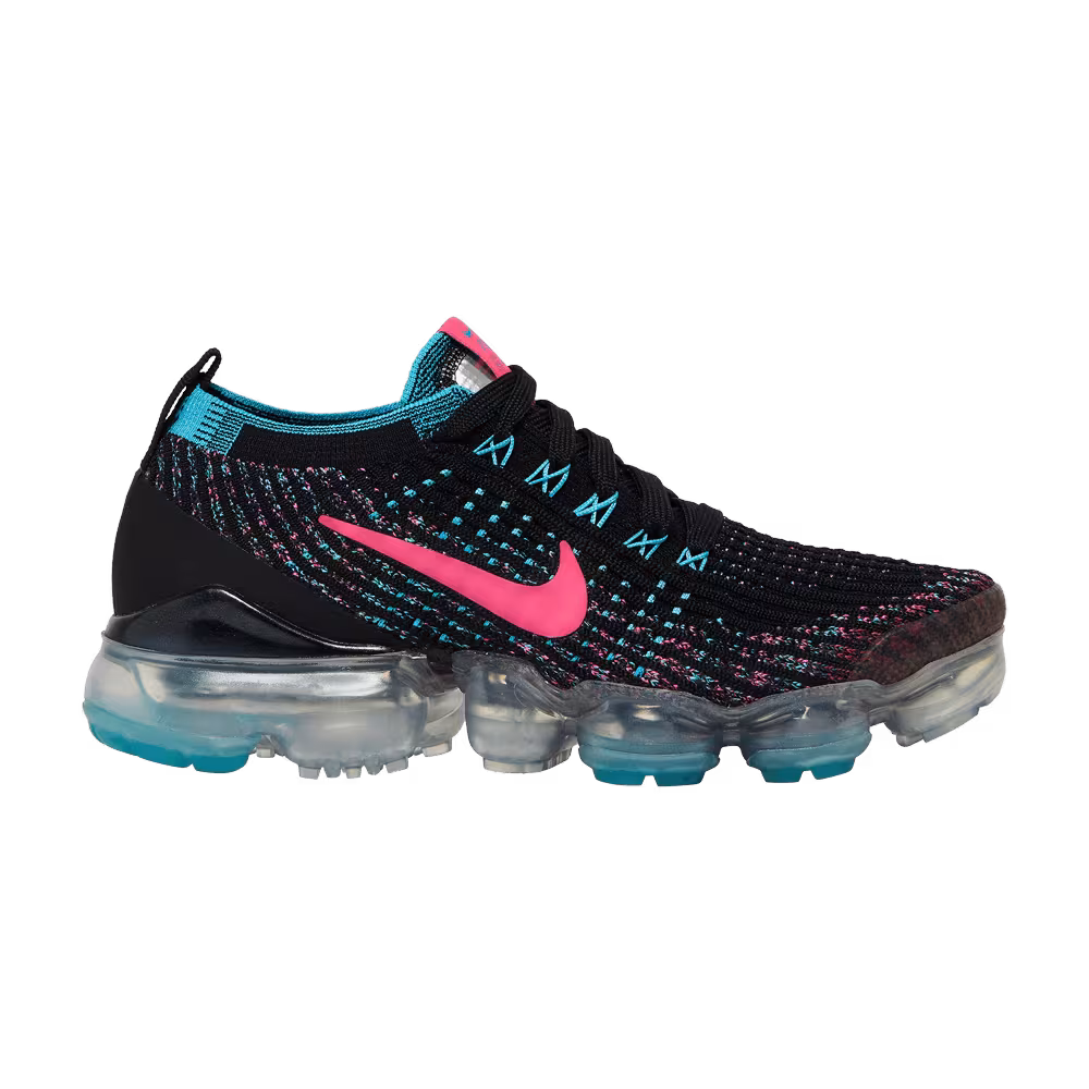Nike Women's Air VaporMax Flyknit 3 Black Hyper Pink Blue