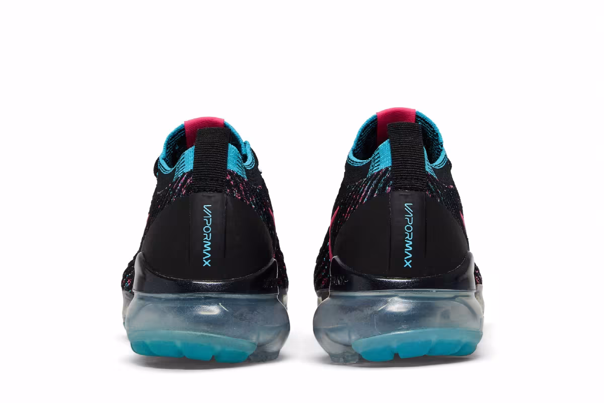 Nike Women's Air VaporMax Flyknit 3 Black Hyper Pink Blue, view 7