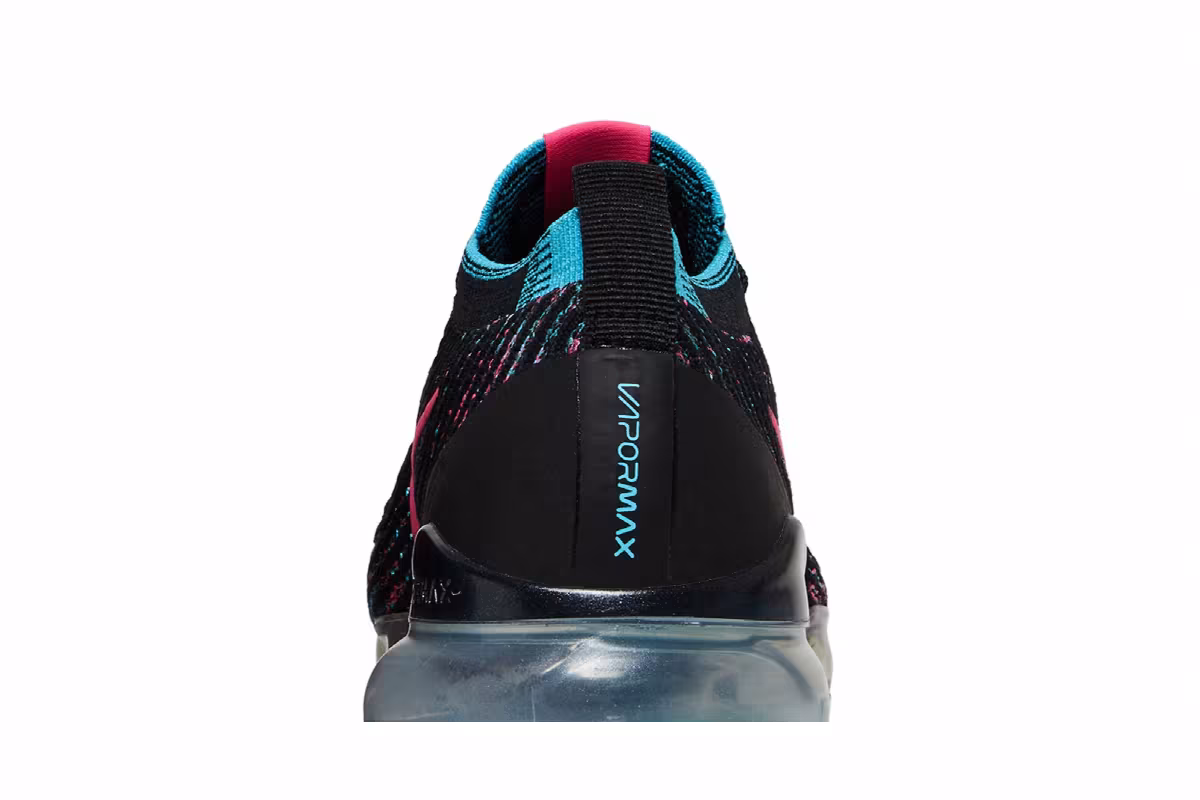 Nike Women's Air VaporMax Flyknit 3 Black Hyper Pink Blue, view 8