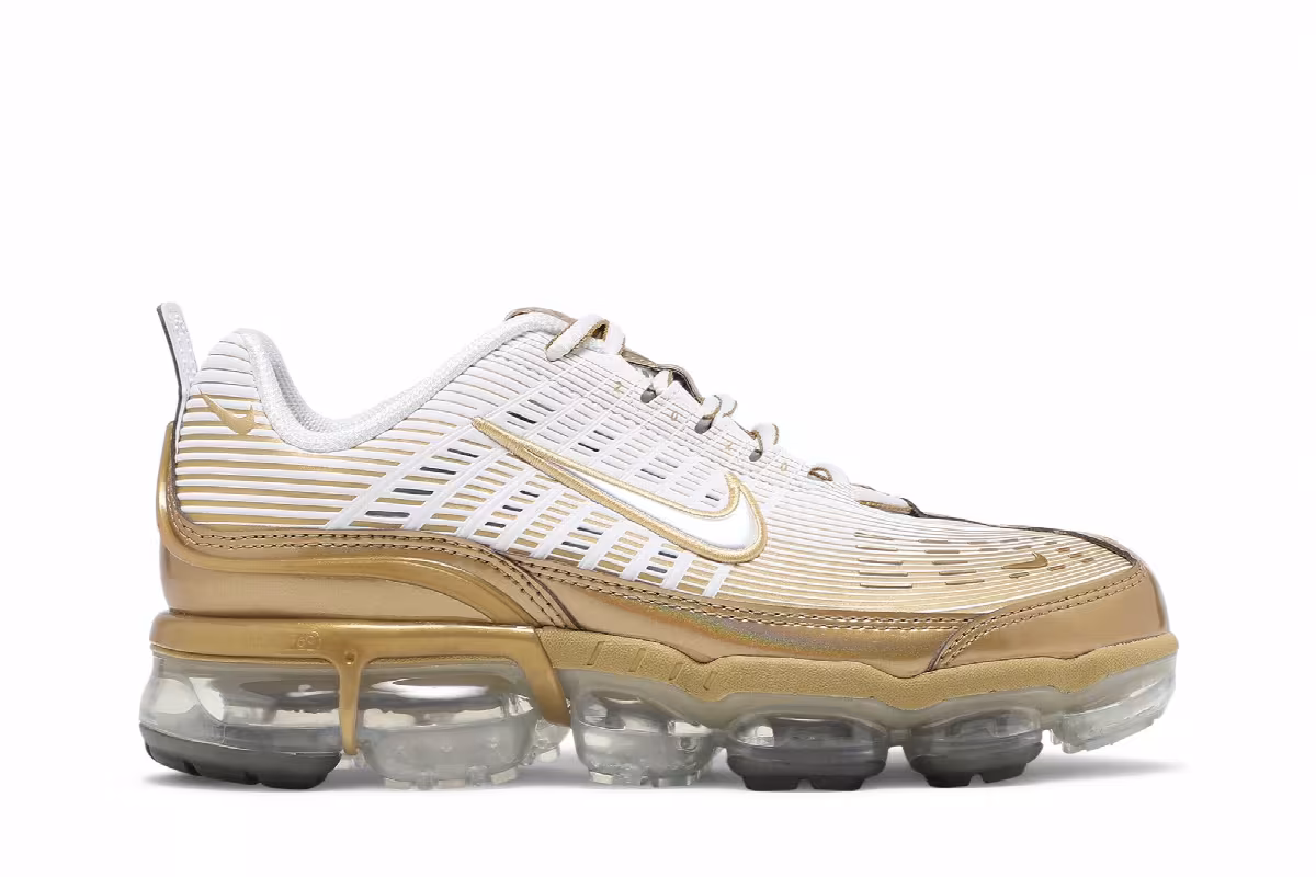 Nike Women's Air VaporMax 360 White Metallic Gold, view 2