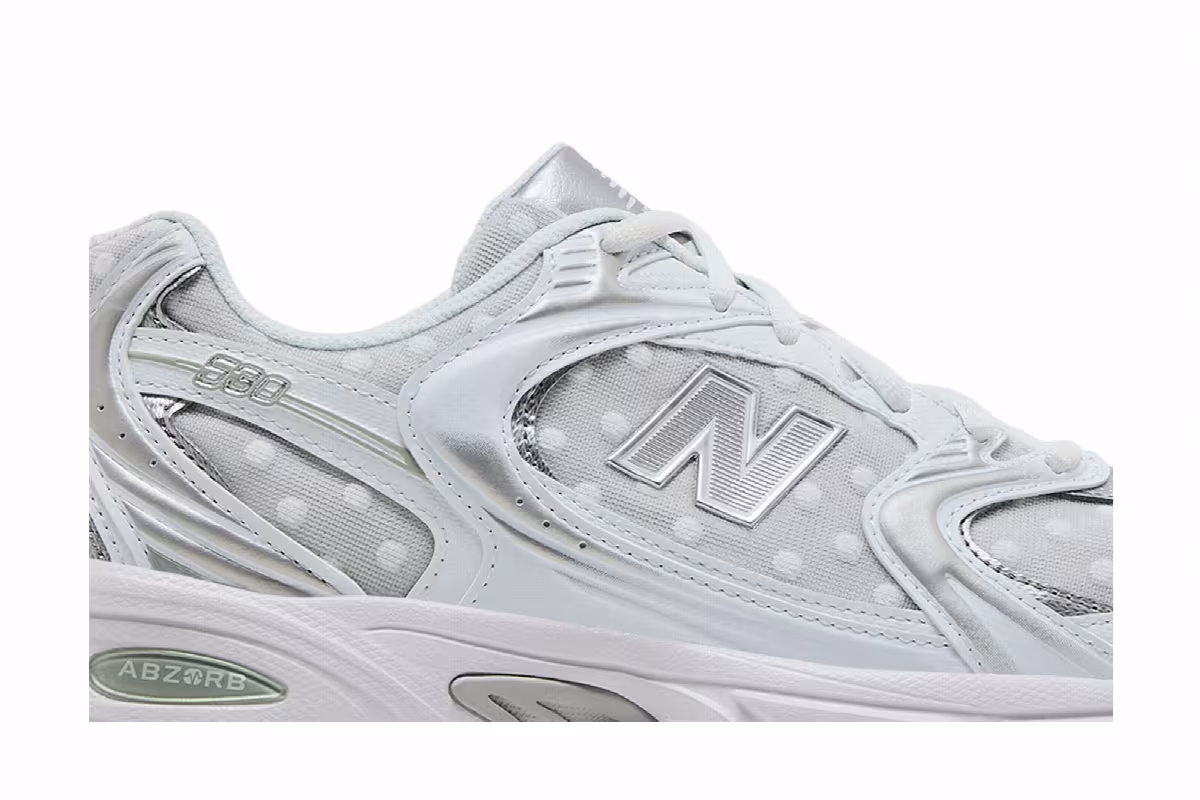 New Balance 530 White Silver Metallic Polka Do, view 3
