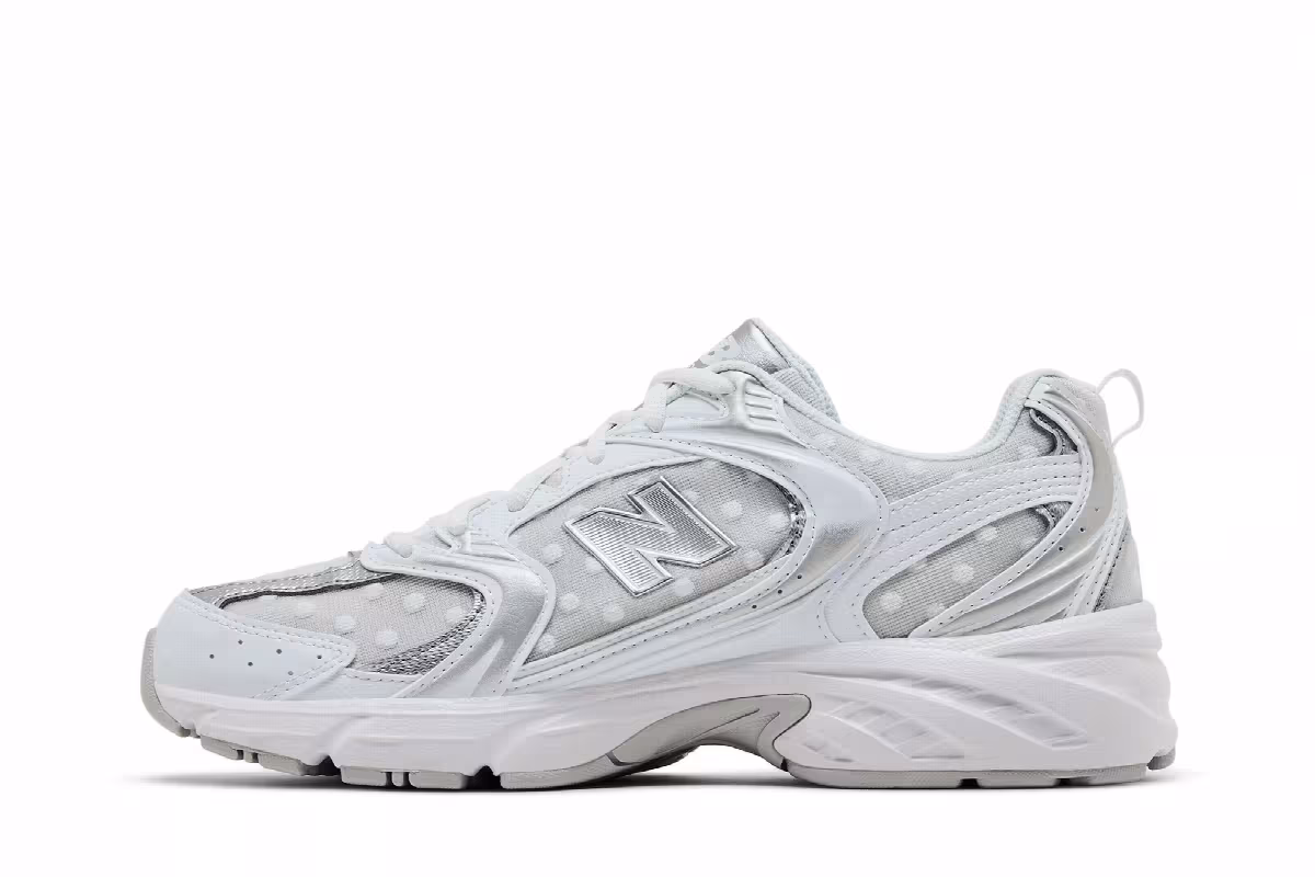 New Balance 530 White Silver Metallic Polka Do, view 4