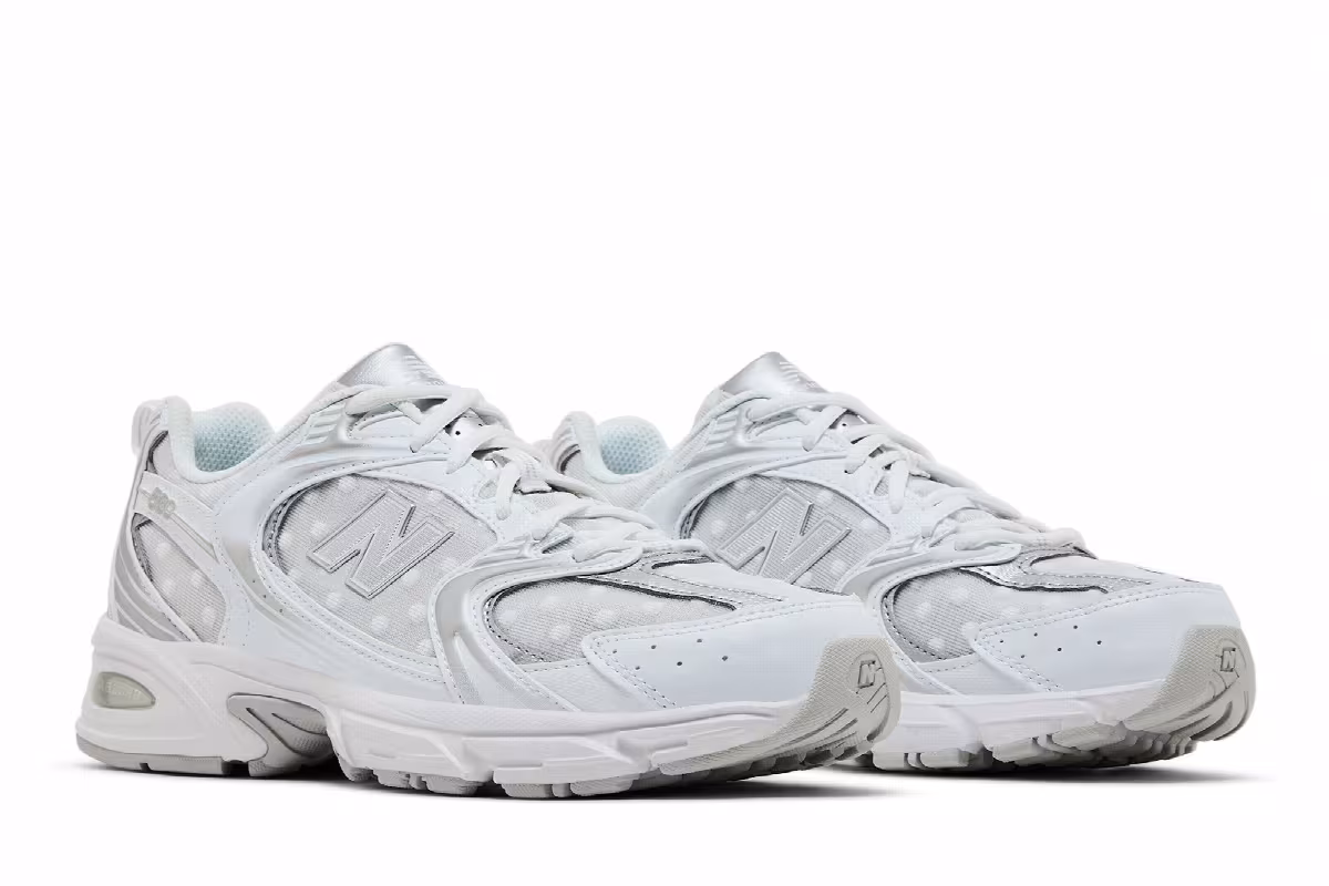 New Balance 530 White Silver Metallic Polka Do, view 9