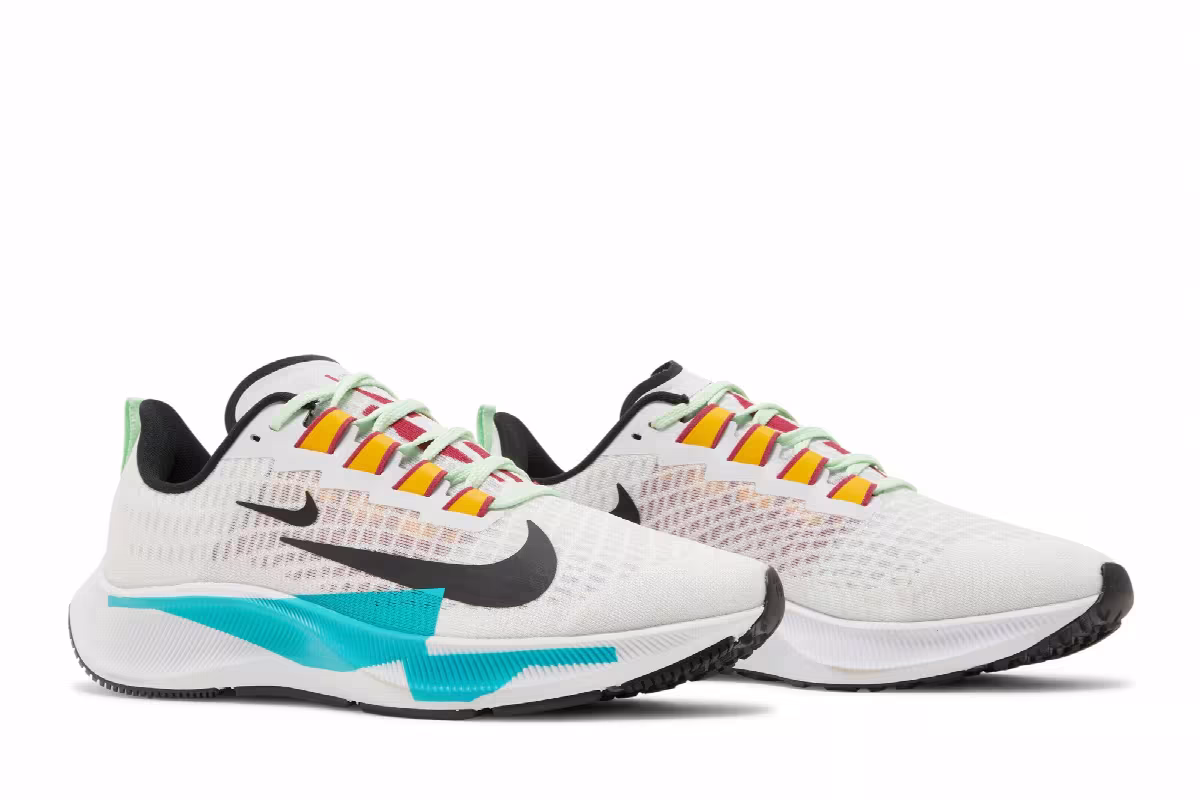 Nike Women's Air Zoom Pegasus 37 Premium White Oracle Aqua, view 9