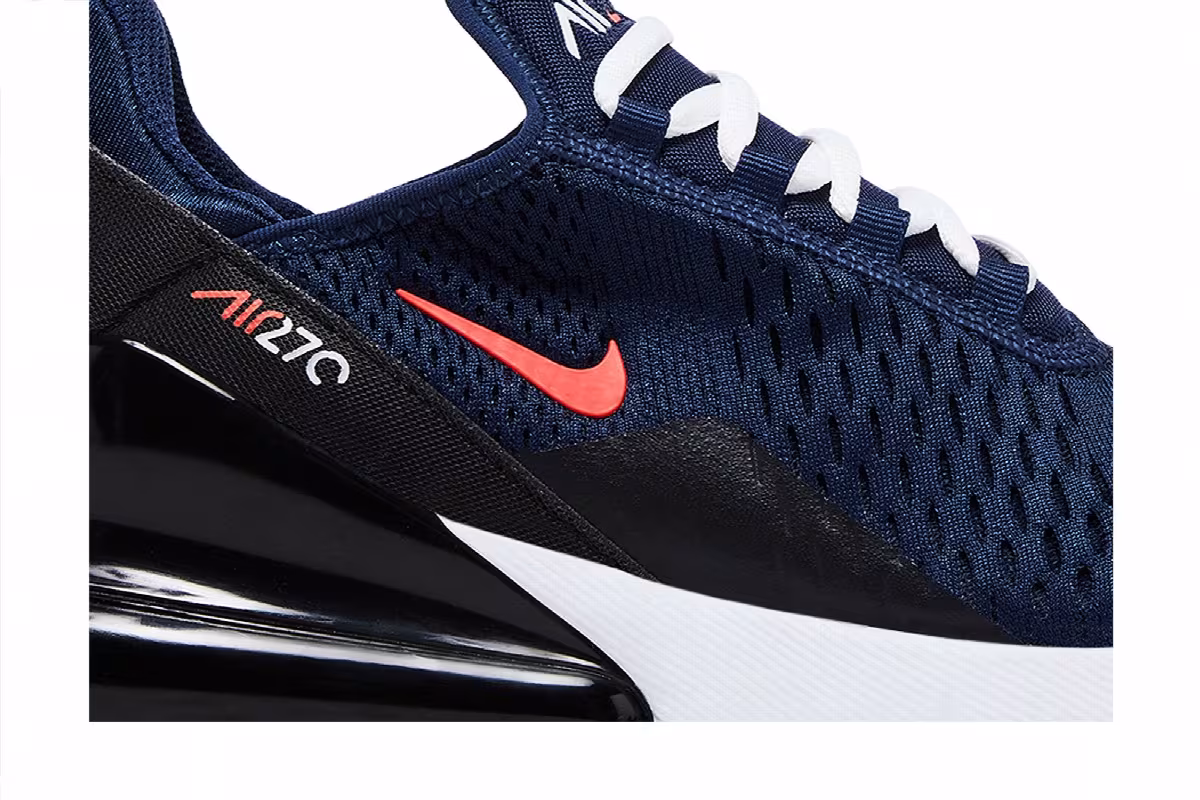 Nike Air Max 270 GS Midnight Navy Picante Red, view 3
