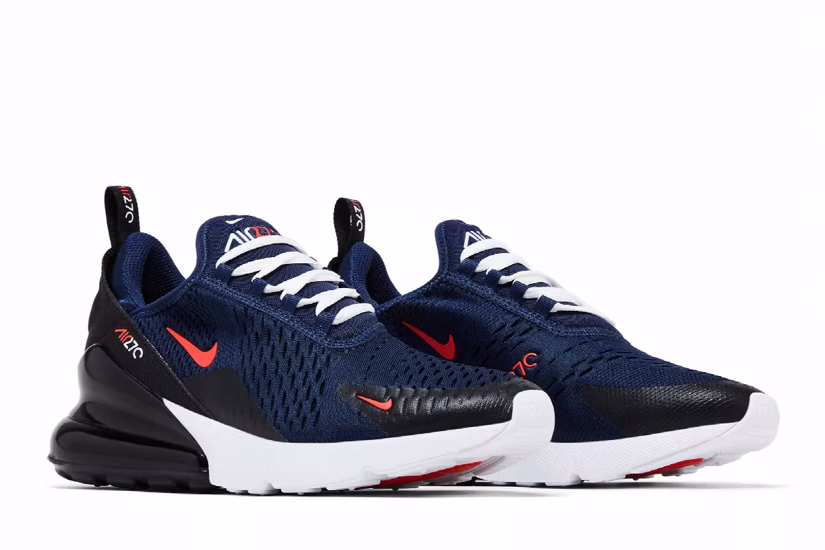 Nike Air Max 270 GS Midnight Navy Picante Red, view 9