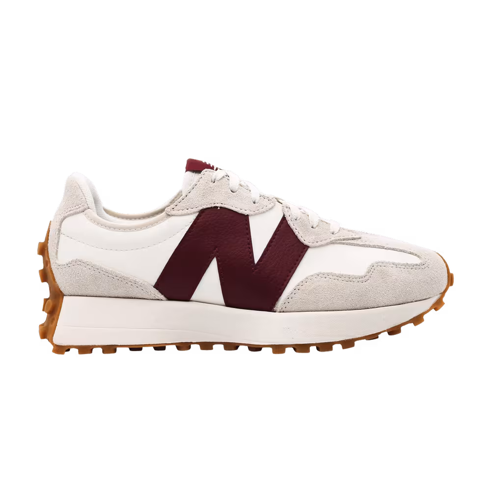 New Balance Women's 327 White Dark Red
