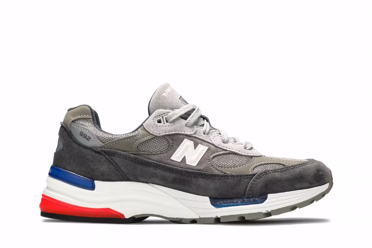 New Balance 992 Made in USA Grey Blue Red, view 2