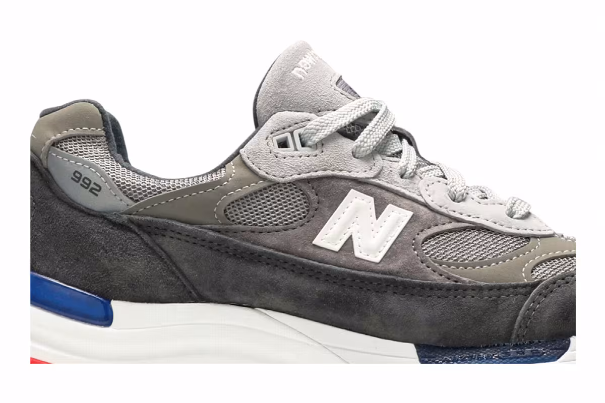 New Balance 992 Made in USA Grey Blue Red, view 3