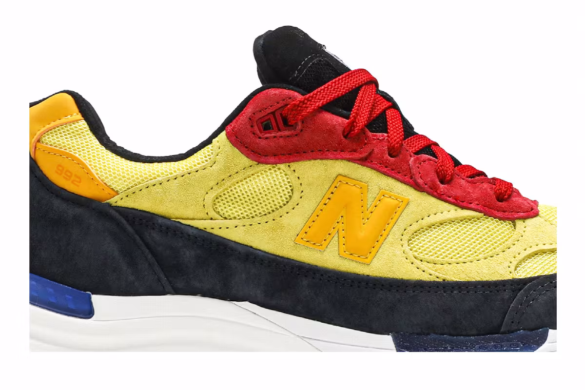 New Balance 992 Made in USA Atomic Yellow Red, view 3