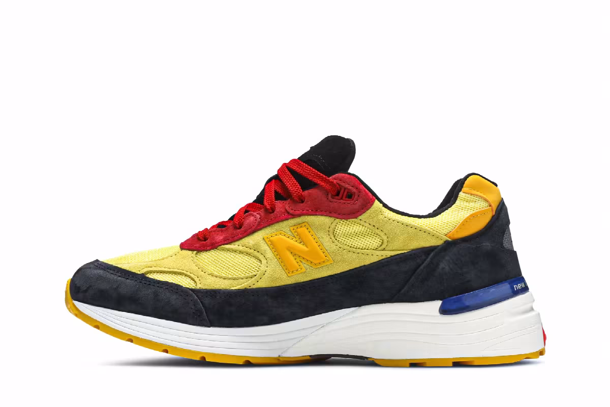 New Balance 992 Made in USA Atomic Yellow Red, view 4