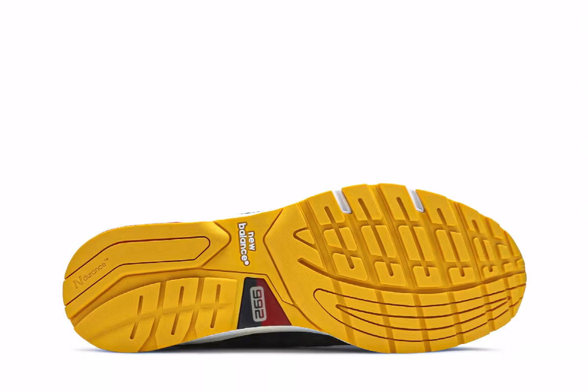 New Balance 992 Made in USA Atomic Yellow Red, view 5