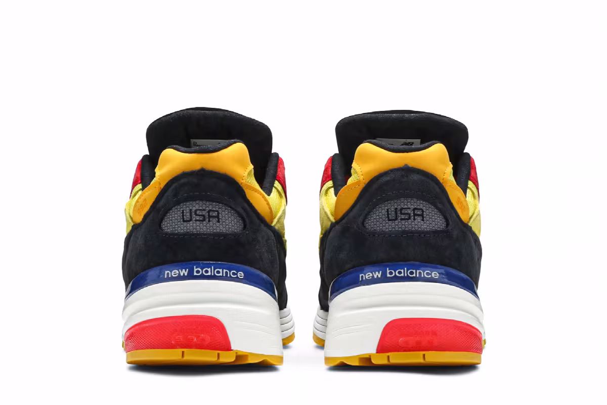 New Balance 992 Made in USA Atomic Yellow Red, view 7