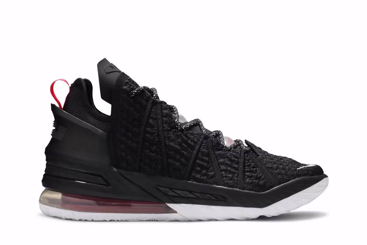 Nike LeBron 18 Black University Red, view 2