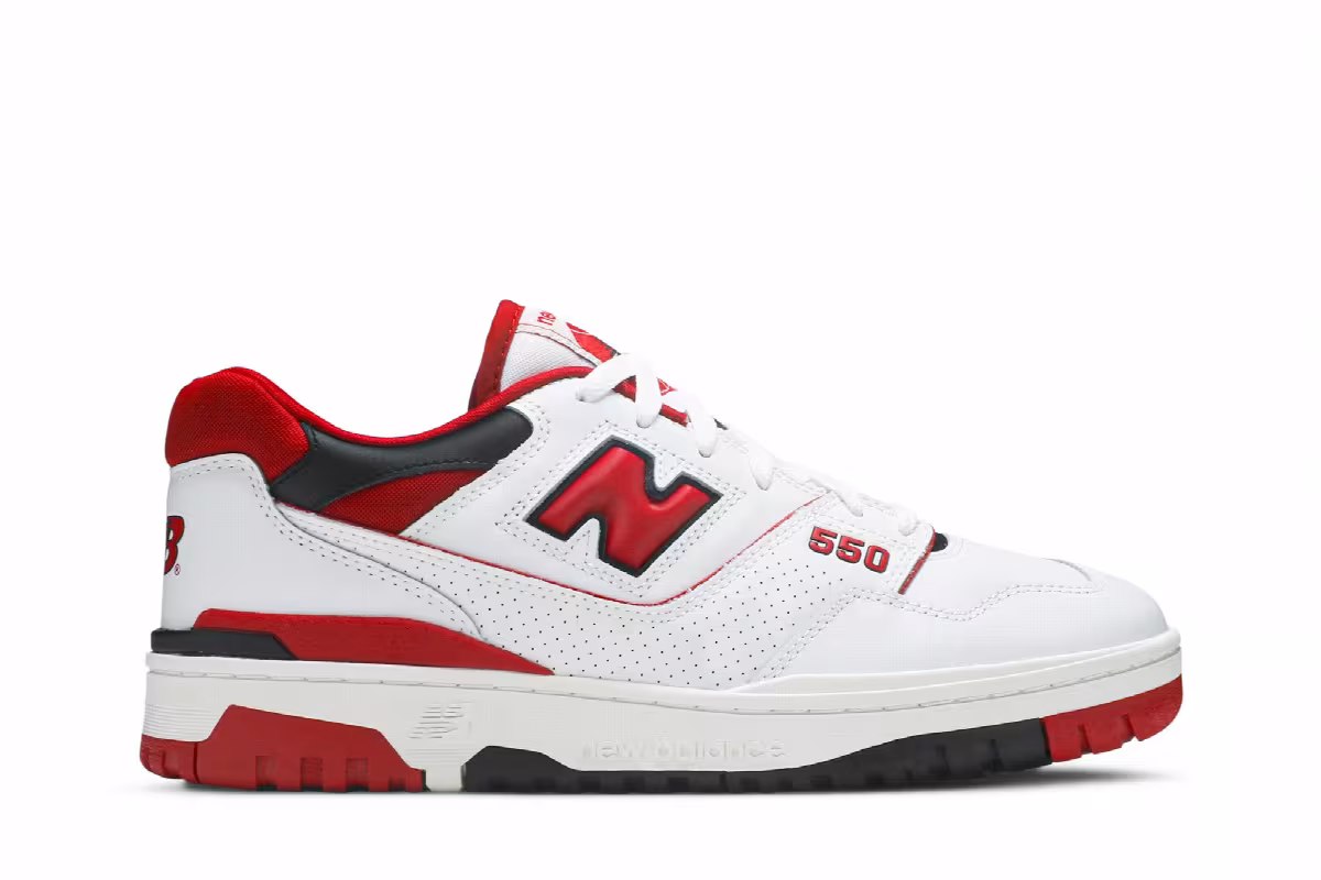 New Balance 550 White Team Red, view 2